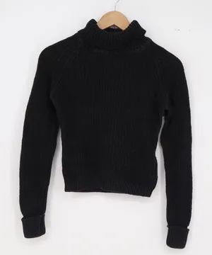 One Step Up Sweater Womens Medium Black Ribbed Knit Turtleneck Excellent thumbnail 1