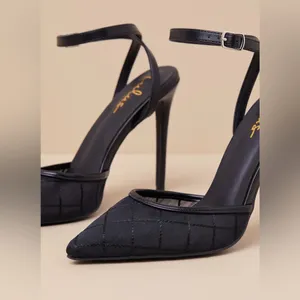 Lulus Louize Black Embroidered Ankle-Strap Heels thumbnail 3