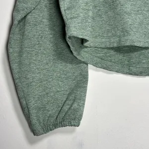 Z by Zella Womens‎ Medium Green Heathered Cropped Mock Neck Pullover Long Sleeve thumbnail 8