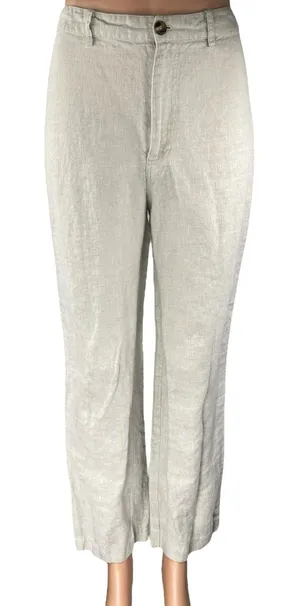 Reformation Women's Gray Linen High Waisted Straight Trousers Pants Size 2 thumbnail 1