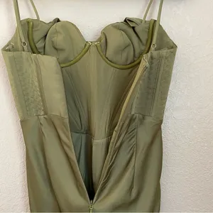 House of CB XS‎ D-DD Myrna Olive green Corset Slip Dress NWOT size XS thumbnail 10