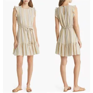 Marine Layer Sz M Laney Multicolor Striped Belted Beachy Ruffle Mini Dress thumbnail 2
