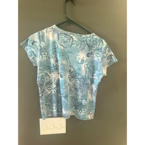 Faded Glory Vintage Y2k Blue Tie Dye‎ Damask Baby Tee Small Short Sleeve Y2K Top thumbnail 3