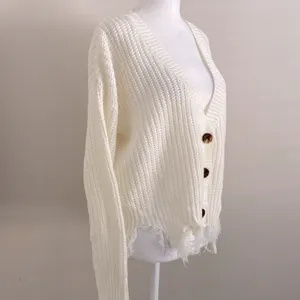 NWOT Polly & Esther loose cable knit distressed cardigan thumbnail 3