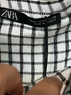Zara Black and White Checkered Mini Dress - Size Medium thumbnail 10