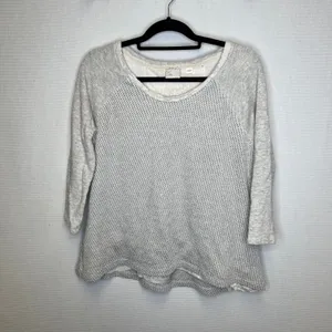 Postmark Gray Shimmer Waffle Knit Lace Trim Raglan Top Womens XL 3/4‎ Sleeve thumbnail 2