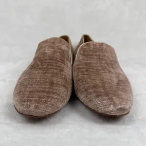Tory Burch Dusty Rose Velvet Ribbed Smoking Slipper Loafers Gold Trim Flats 9.5‎ thumbnail 3