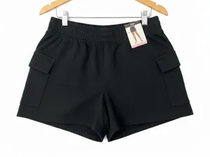 DKNY Womens Cargo Shorts Size L Black French Terry High Rise Pull On Comfort thumbnail 1