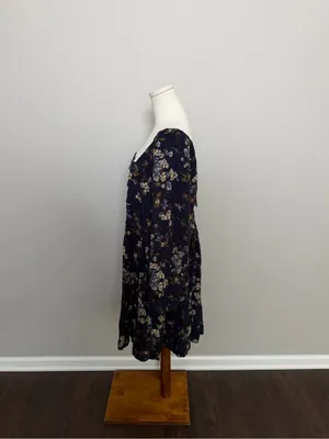 Arula Gracie Dress Fit & Flare Floral Square Neckline Pleats Smocked Ruffle Blue thumbnail 6