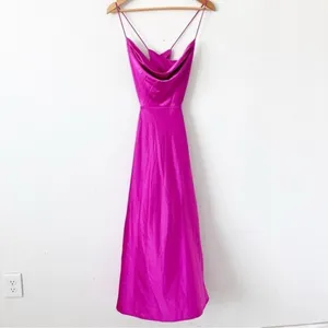 Runaway The Label Magenta Satin Cowl Neck Slip Dress Size 8 thumbnail 2