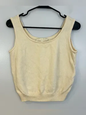 St John Basics Ivory Sleeveless Pullover Tank Blouse Size 6 thumbnail 1