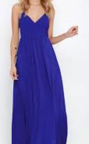 Lulu’s On the Silver Screen Royal Blue Maxi Dress thumbnail 1