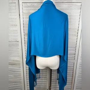 JONES NEW YORK Women's Teal Blue Fringe Trim Scarf-OS thumbnail 3