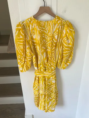 Hunter Bell McCauley Silk Mini Dress in Marigold Palms thumbnail 4