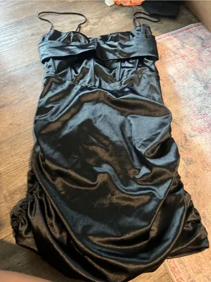 Lucy in the Sky Black Ruched Mini Dress thumbnail 11