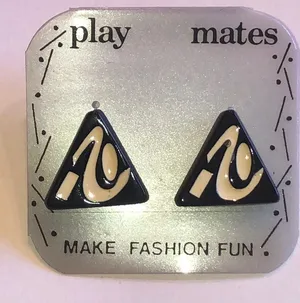 Play Mates Black & Cream Triangle Stud Earrings thumbnail 1