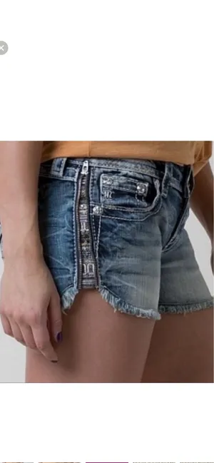 Miss Me Side Zip signature Shorts Cut off denim jean embroidered pocket thumbnail 4