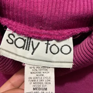 Vintage Sally Too Sweatshirt 80s Turtleneck All Over Print Pink Zumba Medium thumbnail 4