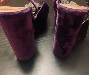NWT Velvet Platform Sandals with Bow Detail - Women 36 (6) - Purple thumbnail 5