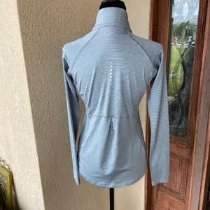 Columbia Quarter Zip‎ Pullover Womens S Gray Striped Lightweight Mock Neck thumbnail 4