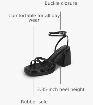 Black strappy heels  size 7 thumbnail 3