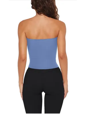 NEW Blue Y2K Tube Crop Top Backless Strapless Bandeau Sleeveless XL thumbnail 2