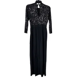 Little Mistress London Dress Women Size US 2 Black Sequin Pleated Midaxi Formal thumbnail 3