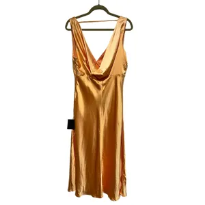 NEW Lulus Incredible Love Light Orange Satin Cowl Back Midi Slip Dress Size L thumbnail 5