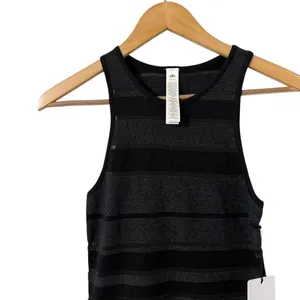 NWT ALO YOGA Sport Play Striped Black Knit Dress thumbnail 5