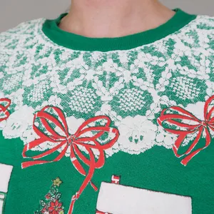 Vintage 80s Puffy Print Green Christmas Sweatshirt thumbnail 4