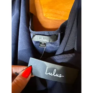NWT Lulus Sweetest Admirer Navy Blue Ruched Surplice Maxi Dress Bridesmaid Sz XL thumbnail 8