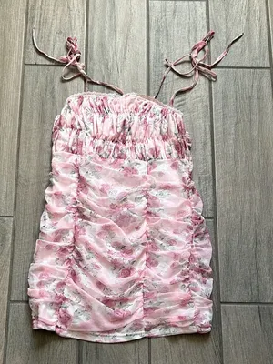 Floral Pink Mini Dress Size M thumbnail 1