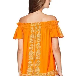 Show Me Your MuMu Orange White Woodstock Tassel Tunic Printed‎ Top Size Med thumbnail 5