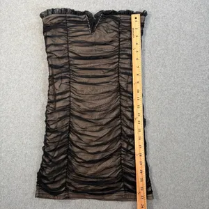 Blue Blush Women's Small Black Ruched Mesh Strapless Sweetheart Mini Dress thumbnail 2