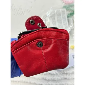 Hampton‎ Direct Red Leather Coin Purse Kiss Lock Multi Pocket Wallet 62654 NEW thumbnail 5