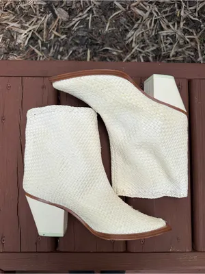 Miista Bondi Off White Woven Leather Western Ankle Boots Size US 7.5 $390 thumbnail 10
