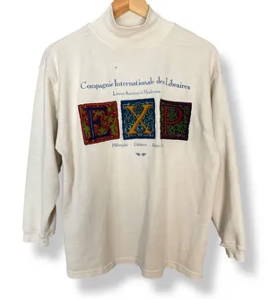 Vintage Express Shirt French Turtleneck Long Sleeve FLAWS Small Relaxed‎ Fit Top thumbnail 1