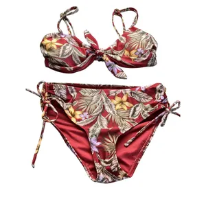 Aeropostale‎ Womens Burgundy Tropical Floral Tie Front Bikini Set XS 8169 thumbnail 7