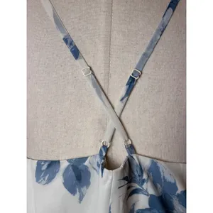 Lulus Elegantly Inclined Wrap Dress Women XL Blue‎ Cream Floral Print Maxi Boho thumbnail 10