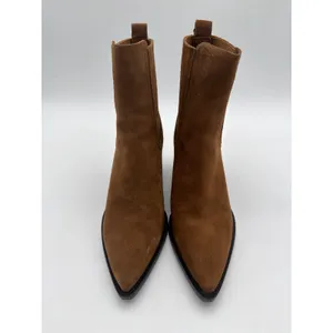Mango Western Tobacco Cognac Brown Bovine Suede Leather Block Heel Boots 9.5 thumbnail 3