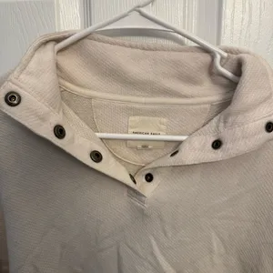 American Eagle Cream Snap Neck Pullover Sweatshirt thumbnail 4