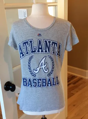 Atlanta Braves Baseball Shirt Womens M thumbnail 4