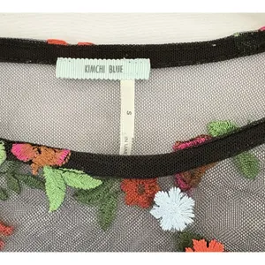 Kimchi Blue Womens Black Sheer Floral Embroidered Long Sleeve‎ Blouse Top Small thumbnail 13