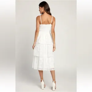 Lulus Grace And Beauty White Burnout Floral Print Tiered Dress - Size XS thumbnail 4