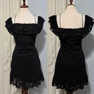TOBI Black Lace Ruffle Off the‎ Shoulder Mini Whimsigoth Dress XL Dark Romantic thumbnail 2