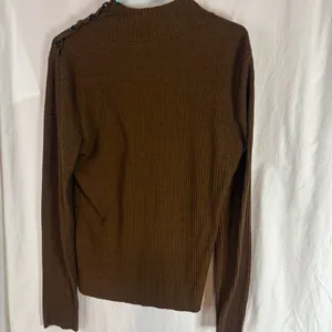 Sanctuary Woman’s Brown Ribbed Mock Neck Sweater with Button Detail — Size XL thumbnail 9