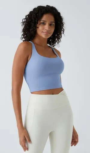Halara Crisscross Backless Built In Bra Tank Top Serenity Size XS thumbnail 1