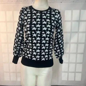 Parker Black and Silver Star Crewneck Long Sleeve Sweater Size Medium thumbnail 5