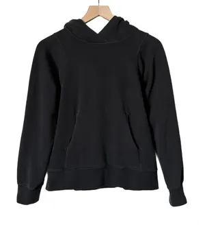 Lululemon Loungeful Pullover Hoodie Cotton Blend Black Kangaroo Pocket Size 6 thumbnail 1