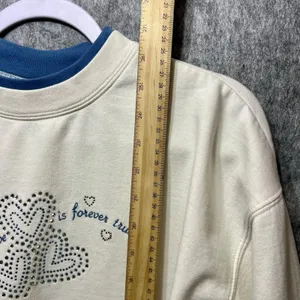 Vintage‎ Grandma Love Forever True Rhinestone Heart Sweatshirt Cream Large thumbnail 4
